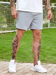 Manfinity Homme Hombres Shorts unicolor de cintura con cordón