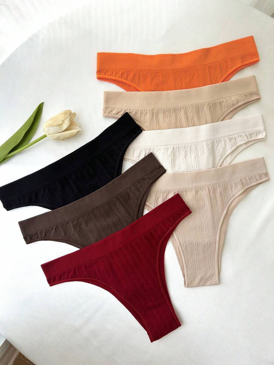 7pack Solid Ribbed Knit Panty - Multicolor - View 1