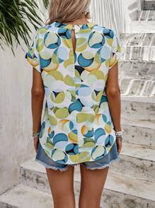 SHEIN VCAY Allover Print Batwing Sleeve Blouse - Multicolor - View 2