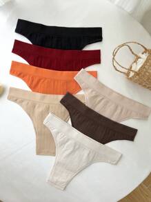 7pack Solid Ribbed Knit Panty - Multicolor - View 7