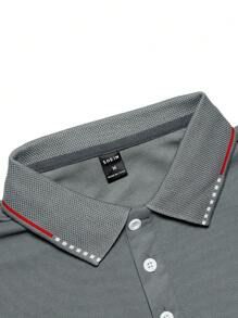 Manfinity Homme Men Contrast Trim Polo Shirt - Grey - View 4