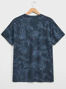 RueChic Hombres Camiseta con estampado floral - Negro - Ver 2