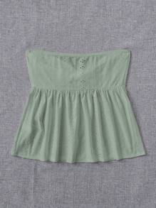 SHEIN EZwear لباس علوي بدون حمالات مطوي امامي