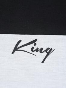 Manfinity Homme Men Letter Graphic Colorblock Casual Short Sleeve Tee & Drawstring Waist Shorts, Boyfriend Gift