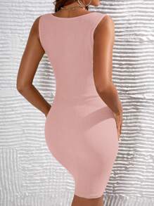 SHEIN Maternidad Vestido ajustado unicolor - Rosa Pálido - Ver 3