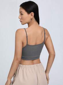 SHEIN EZwear 素色吊帶短上衣 - 灰色 - 查看 2