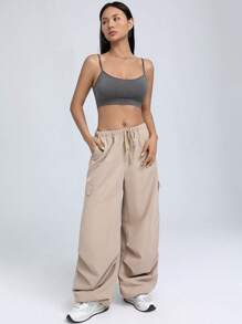 SHEIN EZwear 素色吊帶短上衣 - 灰色 - 查看 7