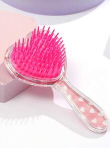 便携式洗发按摩刷，塑料心形发刷，儿童顺发梳，返校，旅行度假必备，女士发饰