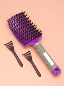 1pc Hollow Out Hair Comb & 2pcs Comb Cleaning Tool - Multicolor - View 1