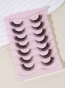 MAGEFY MAGEFY 7 pares de pestañas postizas naturales de media cara, esponjosas y delgadas para uso diario, pestañas manga, esenciales de viaje, con cola alargada