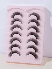 MAGEFY MAGEFY 7 pares de pestañas postizas naturales de media cara, esponjosas y delgadas para uso diario, pestañas manga, esenciales de viaje, con cola alargada