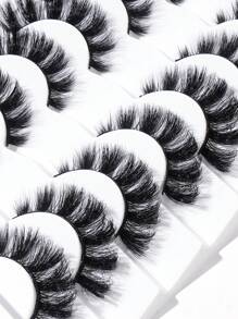 MAGEFY 7 对自然浓密假睫毛，浓密卷翘蓬松睫毛，适合派对使用，漫画睫毛，旅行必备 - 黑色 - 查看 6