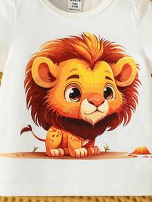 男嬰獅子圖案T恤 - 白色 - 查看 4