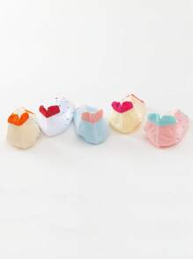 5雙女孩波點圖案愛心設計襪子適合春天和夏天 - 彩色 - 查看 2