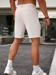 Manfinity Homme Men Solid Slant Pocket Bermuda Shorts - Khaki - View 2