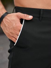 Manfinity Homme 男士斜口袋百慕大短褲 - 黑色 - 查看 7