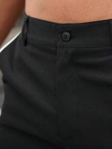 Manfinity Homme 男士斜口袋百慕大短褲 - 黑色 - 查看 8