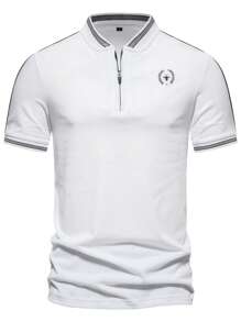 Manfinity Homme 男士动物印花条纹 Polo 衫白色男士 Polo 衫男士白色 Polo 衫男士 Polo 衫白色男士 Polo 衫男士 Polo 衫白色 - 白色 - 查看 4
