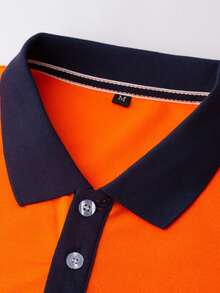 Manfinity Homme Men Contrast Trim Polo Shirt - Orange - View 6