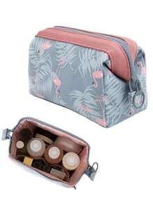 火烈鸟旅行化妆包便携式化妆包女士防水浴室洗漱包洗漱包收纳包化妆品收纳包迷你袋旅行小化妆盒配件化妆架刷子包化妆容器化妆包旅行必需品女士配件旅行用品化妆包化妆包 - 彩色 - 查看 3