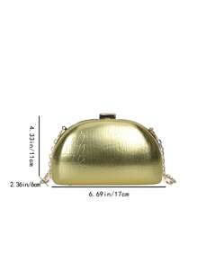 Túi Hộp Mini Dây Xích Dập Nổi Cá Sấu Phong Cách Ngộ Nghĩnh - Vàng - Xem 3