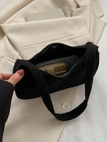 女士單肩包錢包腋下包女士流浪漢夏季簡約手提包 - 黑色 - 查看 7