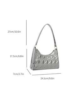 Bolso baguette pequeño guateado con patrón metálico miedoso estilo - Plateado - Ver 3