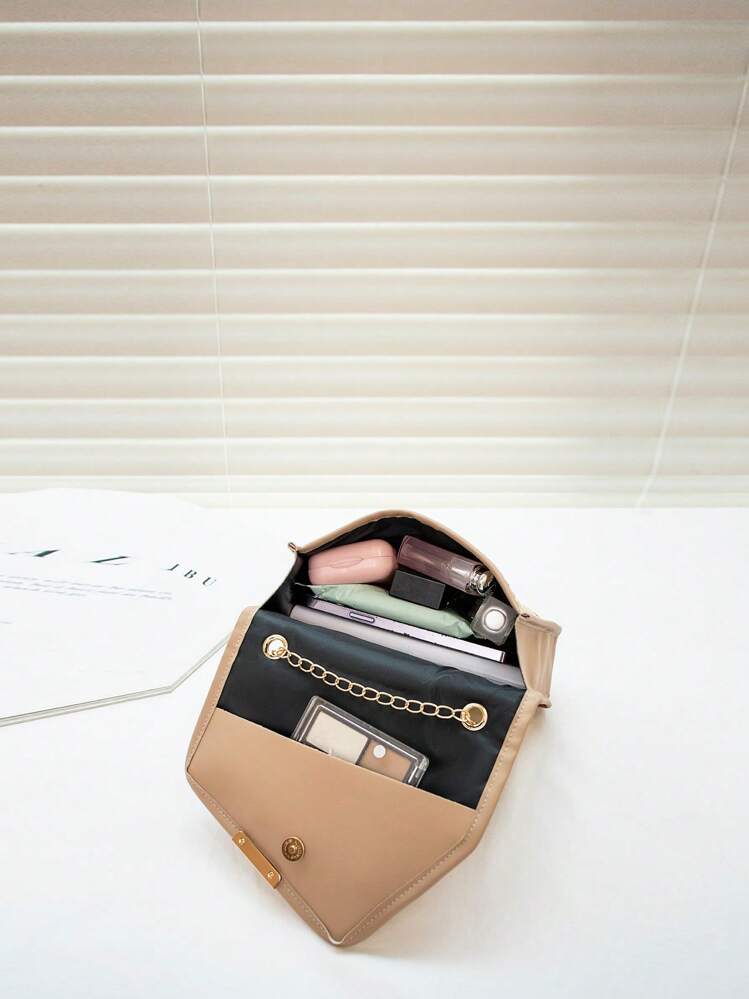 Mini sac à main à la mode pour femme, sac à bandoulière avec chaîne et rabat - Kaki - Voir 5