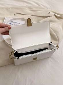 小方包鱷魚壓紋推鎖翻蓋 - 白色 - 查看 6