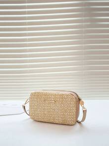 Mini Strohtasche Metall Buchstabe Dekor Urlaub Stil wasserfest EVA Strandtasche, tragbar Handtasche für Outdoor Sports, Gummi Reise, Boot Baden Tragetasche