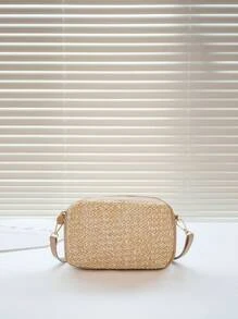 Mini Strohtasche Metall Buchstabe Dekor Urlaub Stil wasserfest EVA Strandtasche, tragbar Handtasche für Outdoor Sports, Gummi Reise, Boot Baden Tragetasche