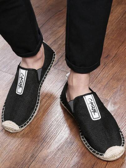 Summer Men's Handmade Stitching Fisherman Loafers Hobo Shoes Retro Stitching Loafers Canvas Casual Fisherman Rope Bottom Woven Flax Shoes Natural Rope Shoes