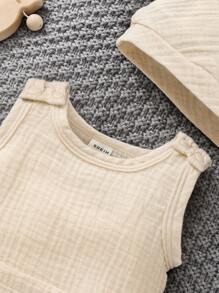 Newborn Baby Kangaroo Pocket Romper & Accessory Hat - Apricot - View 3