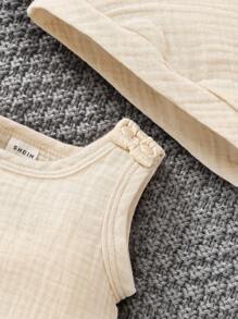 Newborn Baby Kangaroo Pocket Romper & Accessory Hat - Apricot - View 4