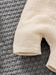 Newborn Baby Kangaroo Pocket Romper & Accessory Hat - Apricot - View 5