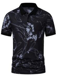 Manfinity RSRT 男士印花POLO衫 - 黑色 - 查看 4