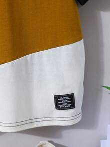 SHEIN Toddler Boys Colour Block Letter Patched Detail Tee - Multicolor - View 3