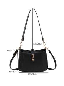 Bolsa para las axilas mini con cerradura girante de moda de mujeres unicolor - Negro - Ver 3