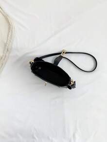 Bolsa para las axilas mini con cerradura girante de moda de mujeres unicolor - Negro - Ver 5