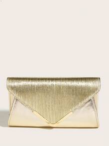Metallic Funky Envelope Bag Medium Flap Gold - Gold - View 3