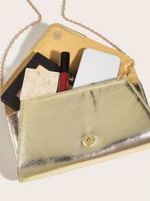 Metallic Funky Envelope Bag Medium Flap Gold - Gold - View 7