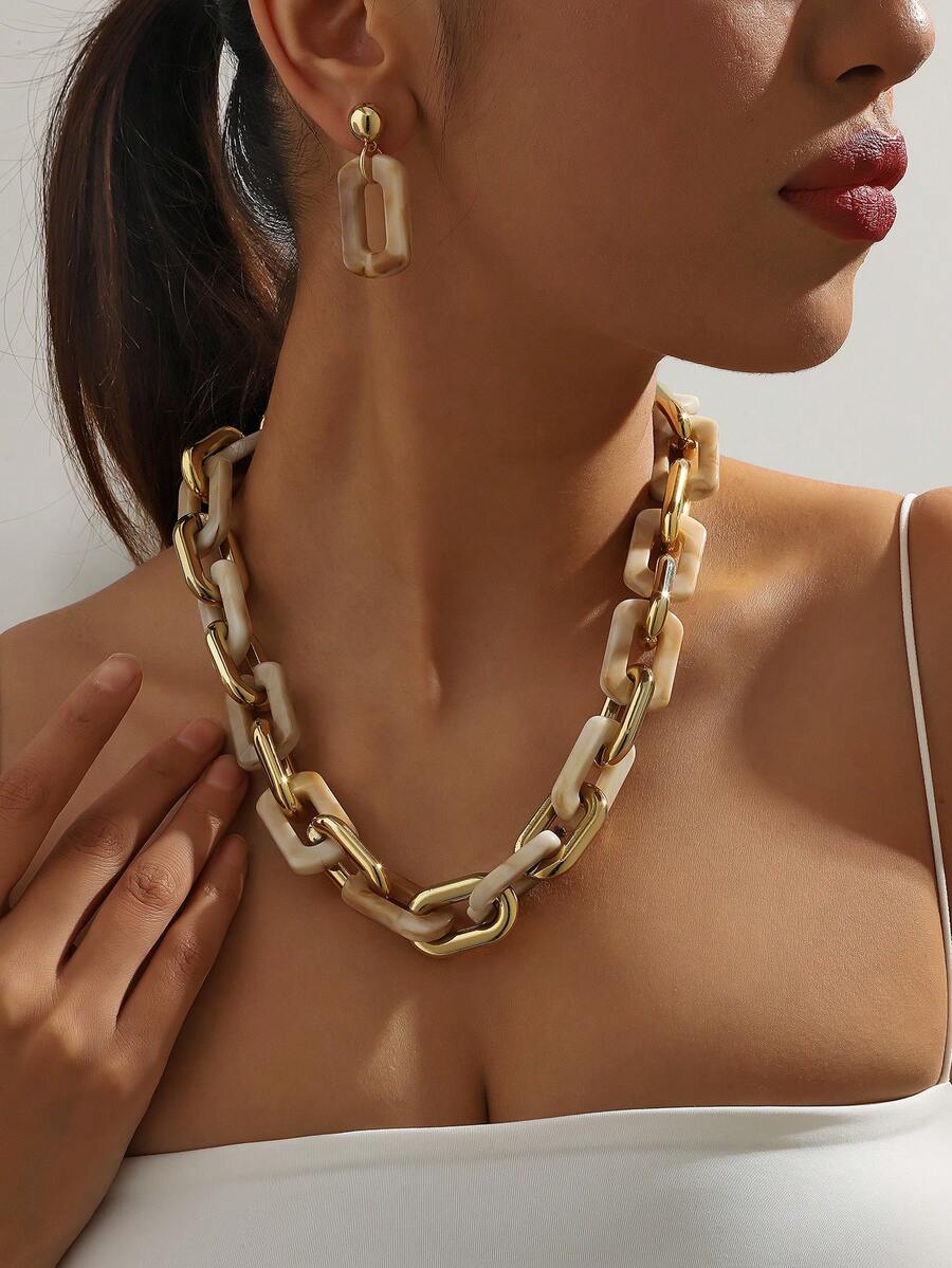 3 Cái/bộ Vintage Phong Cách Phương Tây Trang Sức Nữ Bao Gồm Vòng Cổ Và Bông Tai - Nhiều màu - Xem 1