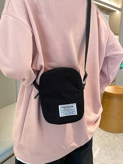 新款时尚简约轻便纯色灯芯绒休闲百搭单肩斜挎包，送给父亲的礼物，手提包书包斜挎包运动包大学生旅行包学院学校单肩包侧包方形包节日旅行必备品夏季男朋友礼物男士礼物男士斜挎包男士包斜挎包侧包返校学生学校用品秋季信使包男士包圆筒包老款万圣节圣诞节