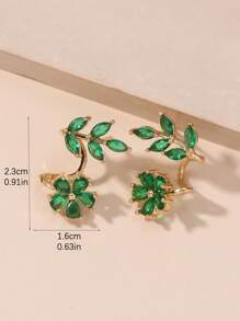 1對時尚新款個性化微鑲方晶鋯石花朵耳夾適合女士休閒假日派對 - 金色 - 查看 5