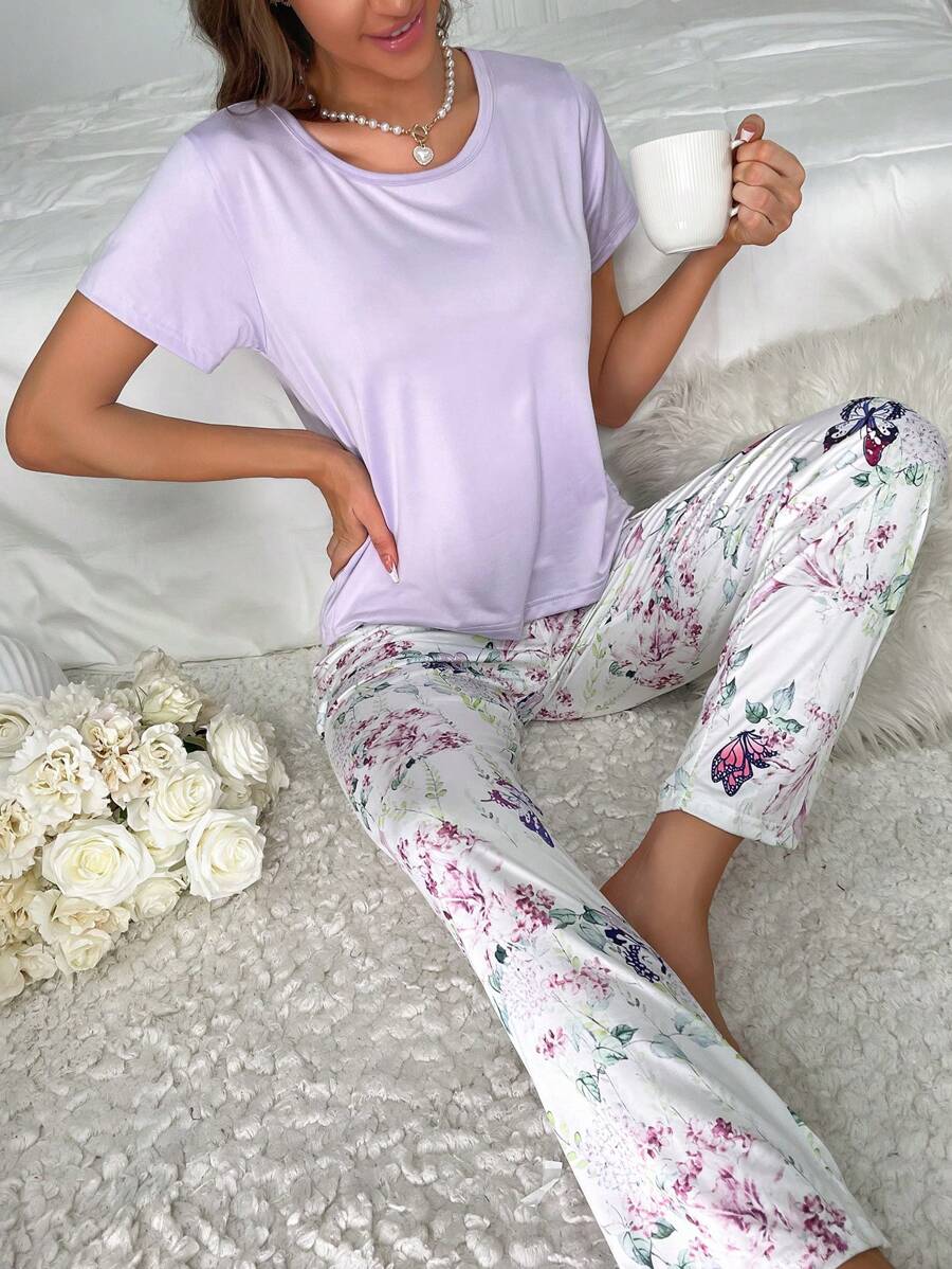 Bộ đồ ngủ Nữ Tương phản ren Hoa - Nhiều màu - Xem 1