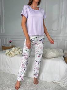 Bộ đồ ngủ Nữ Tương phản ren Hoa - Nhiều màu - Xem 3