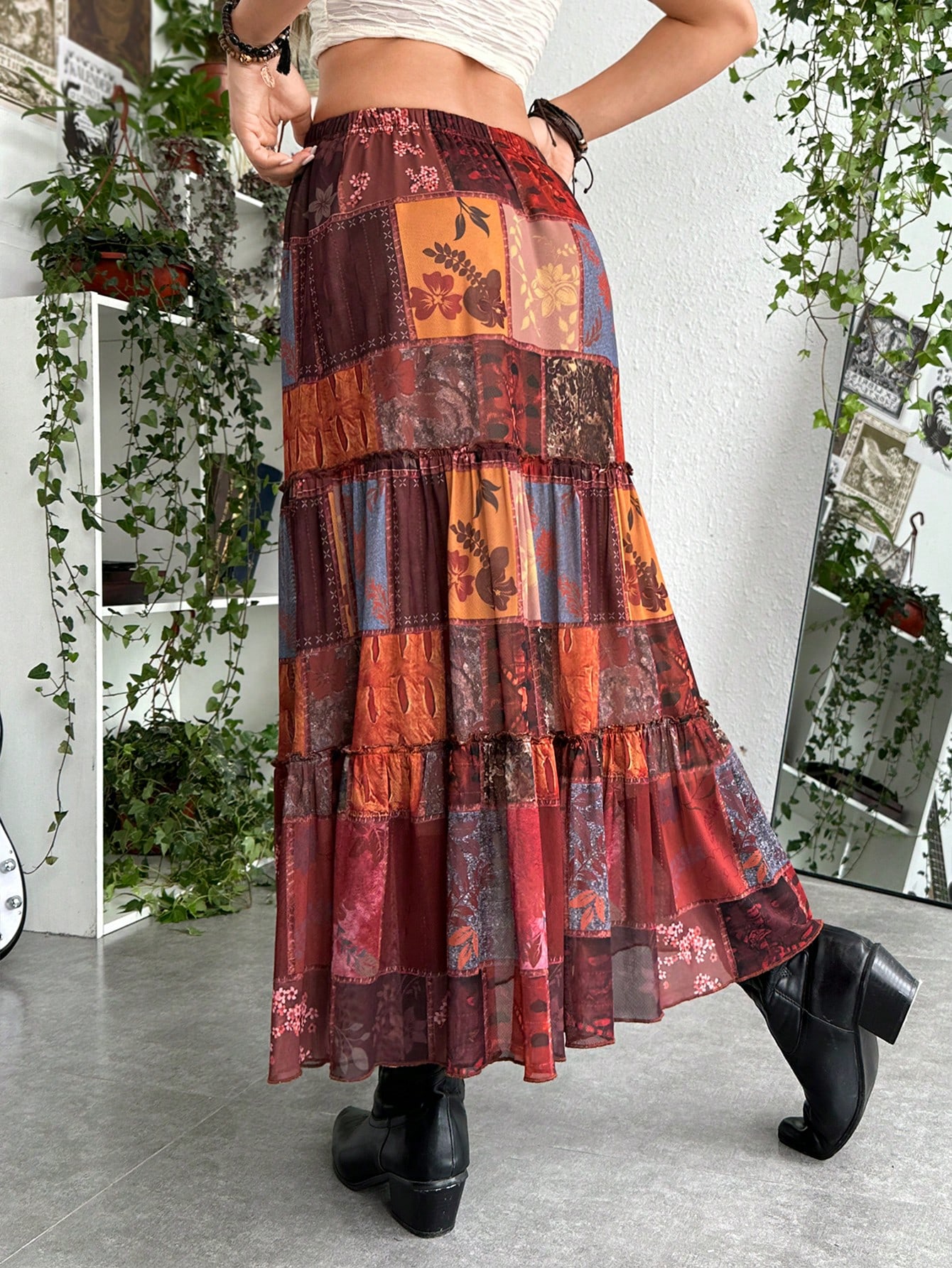 25SS★MATIN KIM ★ROUGH PATCHWORK LAYERED SKIRT 25SS☆MATIN KIM ☆ROUGH PATCHWORK LAYERED SKIRT