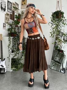 ROMWE PUNK Áo ba lỗ in họa tiết chắp vá Grunge, Trường học - Nhiều màu - Xem 3