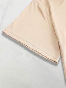 SHEIN LUNE Plus Floral And Letter Graphic Tee - Apricot - View 7