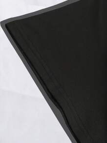 SHEIN EZwear Plus Floral And Letter Graphic Tee - Black - View 7